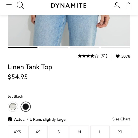 Dynamite Black Linen sleeveless top - Picture 1 of 3